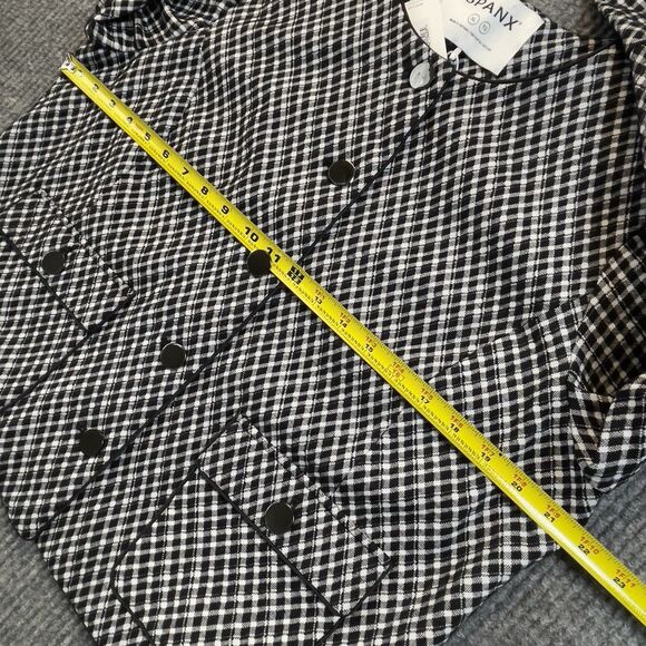 SPANX Womens Size XL Ponte Lady Jacket Stretch Jacquard Black Plaid Blazer NEW - Picture 10 of 12